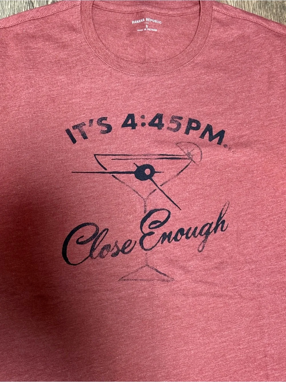 Banana Republic Red Heather 'It's 4:45PM - Close Enough' Graphic Tee